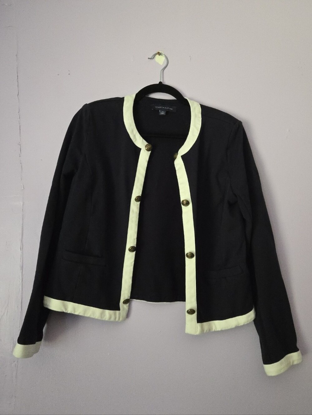 Tommy Hilfiger MED Navy Sweater With Gold Buttons